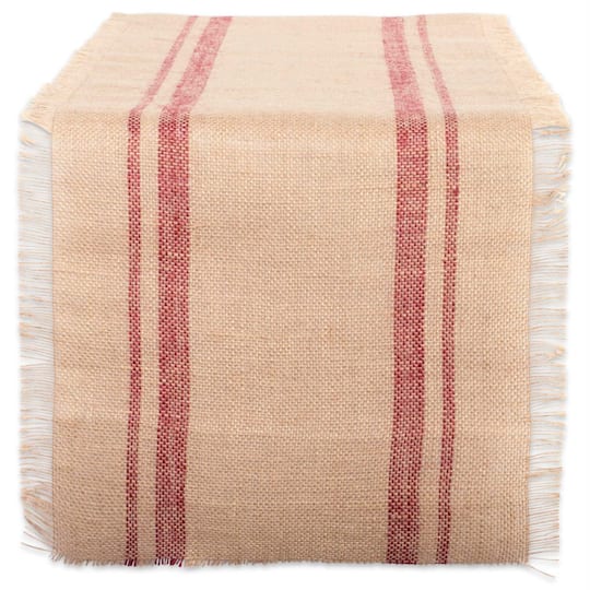 DII® 108" Double Border Burlap Table Runner in Barn Red | 14" x 108" | Michaels®